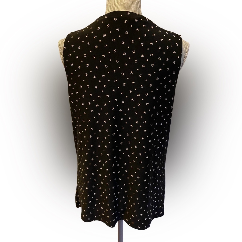 Lauren Ralph Lauren Sleeveless Black and White Cowl-Neck Top, Size L - Picture 5 of 7